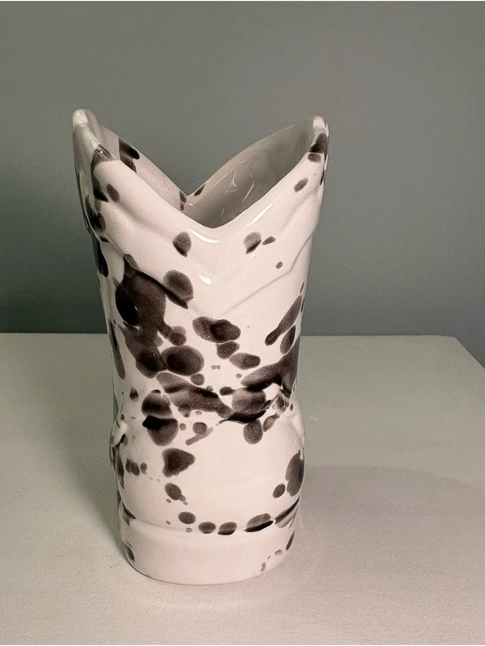 Tyler Paddywax boot-White and Black Speckled Ceramic Boot Vase - Home Accents